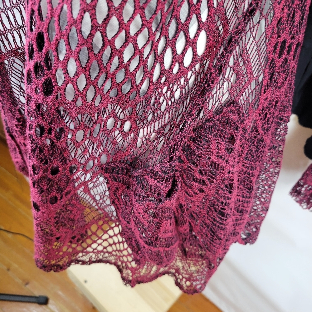 Lily 2 Piece Skirt and Crochet Vest Black Pink Skirt S L/Vest S XL Mixed Media - Picture 2 of 16